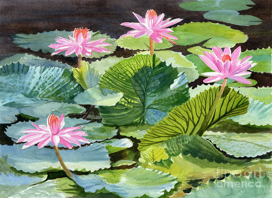 Tropical Pond Textures Painting by Sharon Freeman