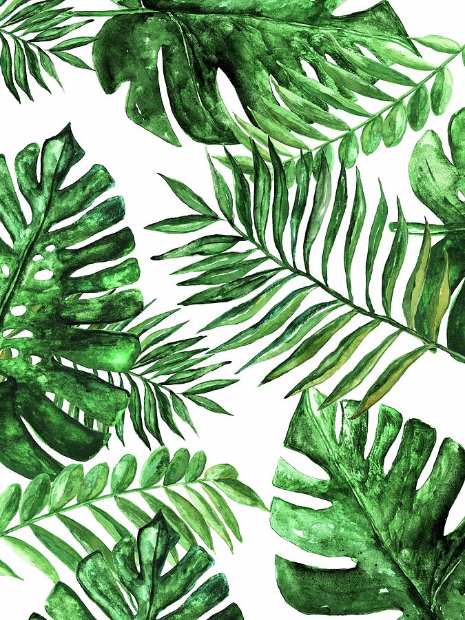 Tropical Print Green 3 Drawing by Green Palace