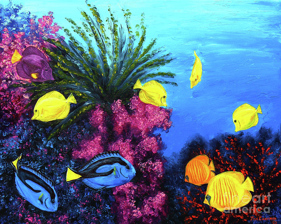 Tropical Reef Painting by Tom Chapman