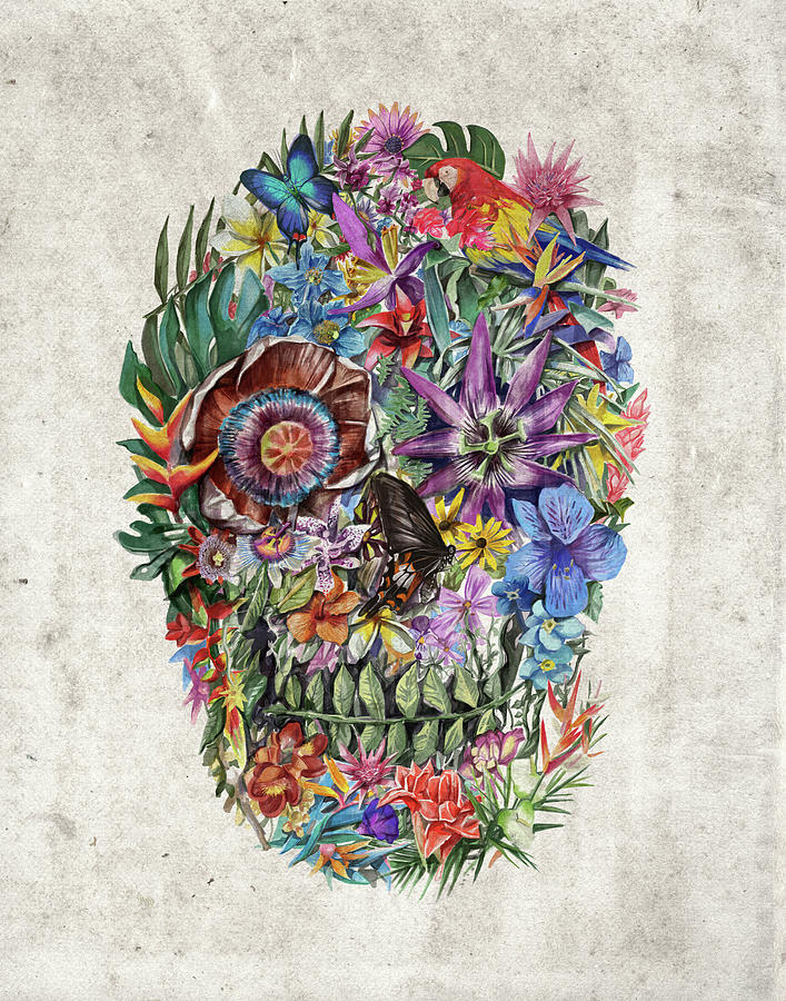 Tropical Skull Painting by Bekim M