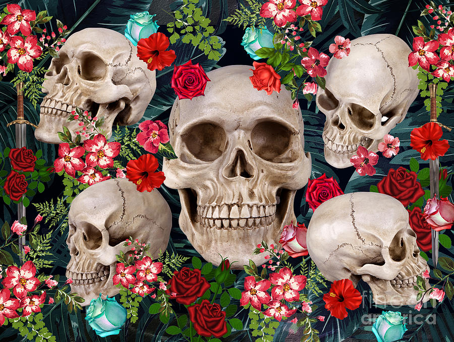 Cool Digital Art - Tropical Skull  by Mark Ashkenazi