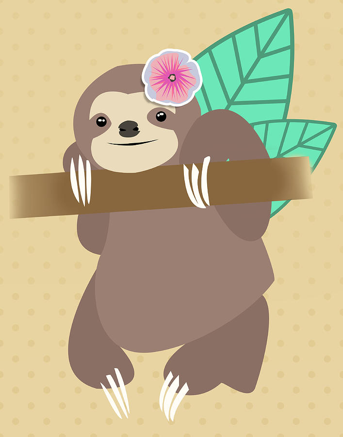 Tropical Sloth Illustration Digital Art by Pati Photography