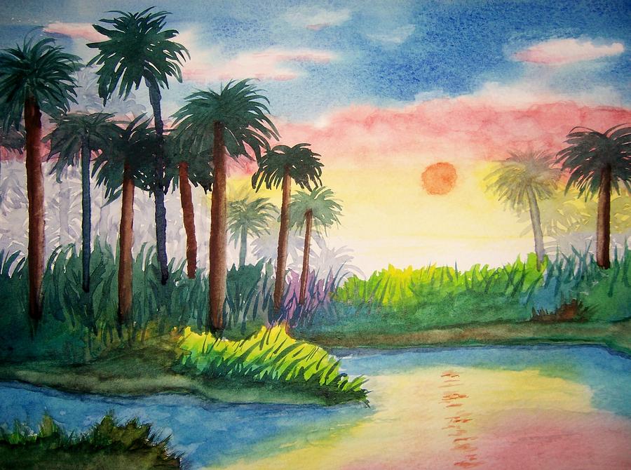 Tropical Sunrise Painting by B Kathleen Fannin - Fine Art America