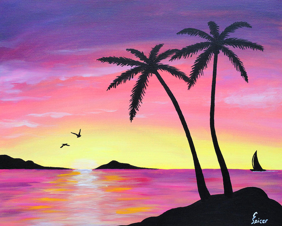 Tropical Sunrise Painting by Christopher Spicer
