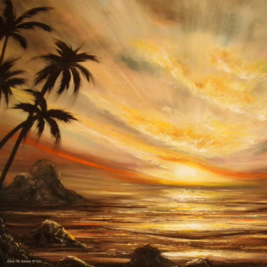 Tropical Sunset 65 Painting by Gina De Gorna