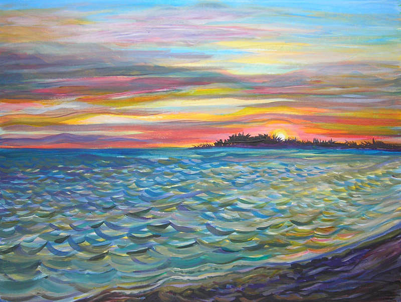 Tropical Sunset Painting by Anna  Duyunova