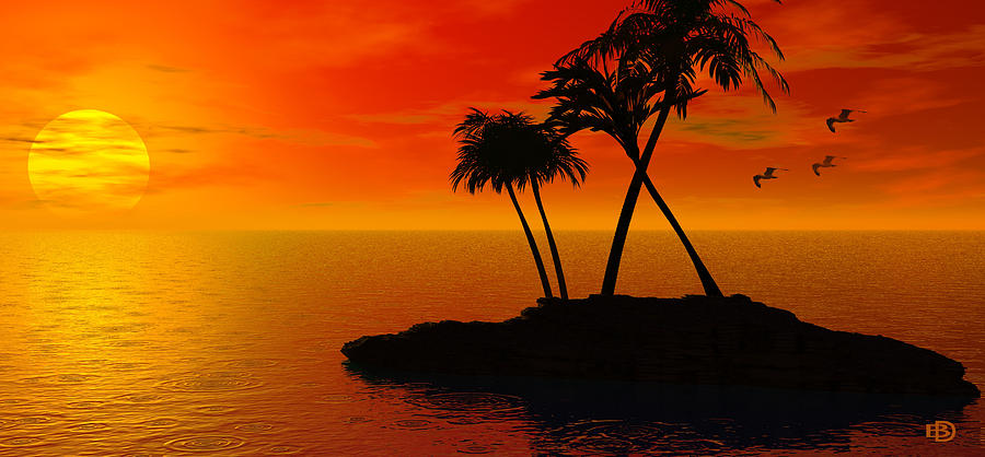 Tropical Sunset Digital Art by Bill Dykes - Fine Art America