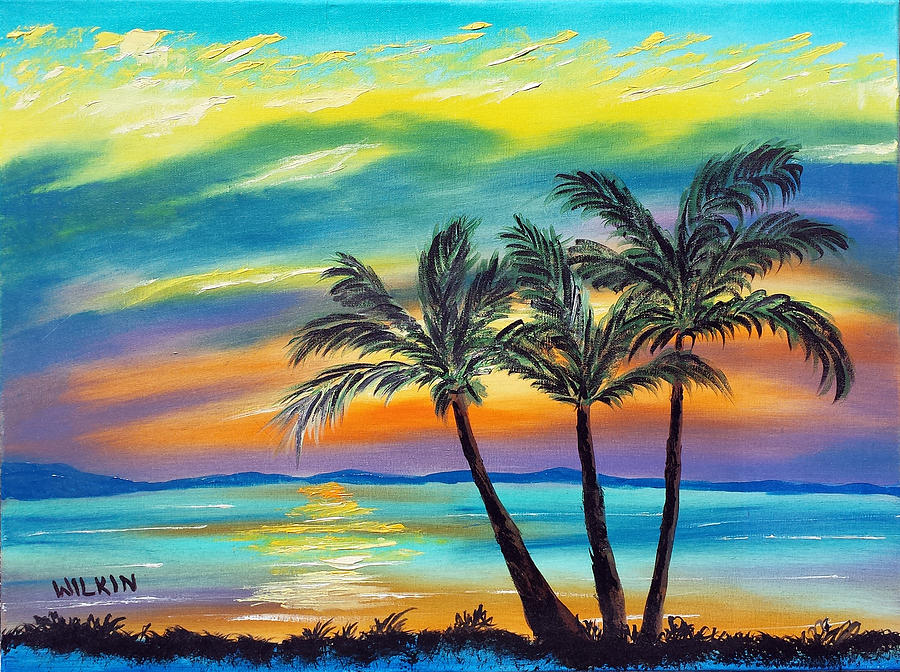 Tropical Sunset Painting by David Wilkin