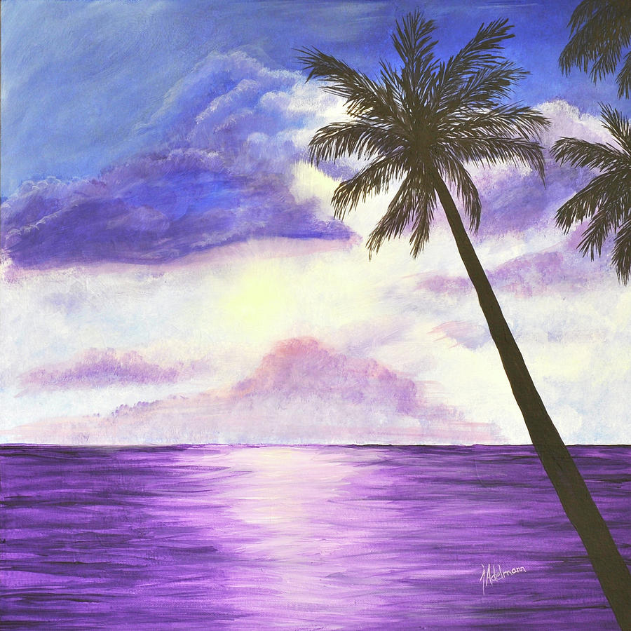 Tropical Sunset Painting by Jessie Adelmann