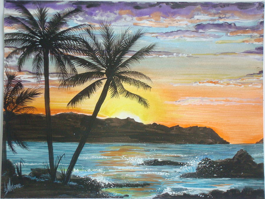 Tropical Sunset Painting by Jorge Luis Iniguez | Fine Art America