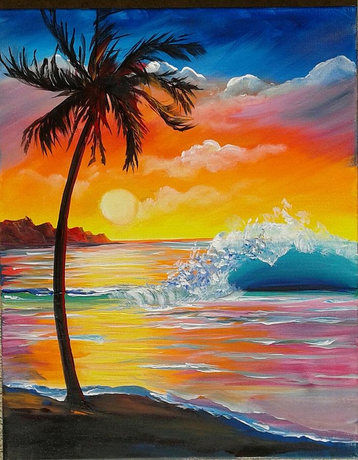 Tropical Sunset Painting by Laura Bird Miller