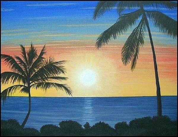 Tropical Sunset Painting by Mark Barnett - Fine Art America