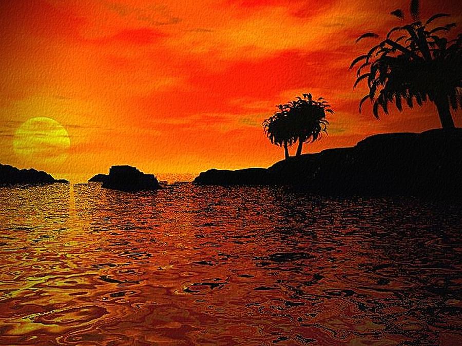 Tropical Sunset Digital Art by Norma Jean Lipert - Fine Art America