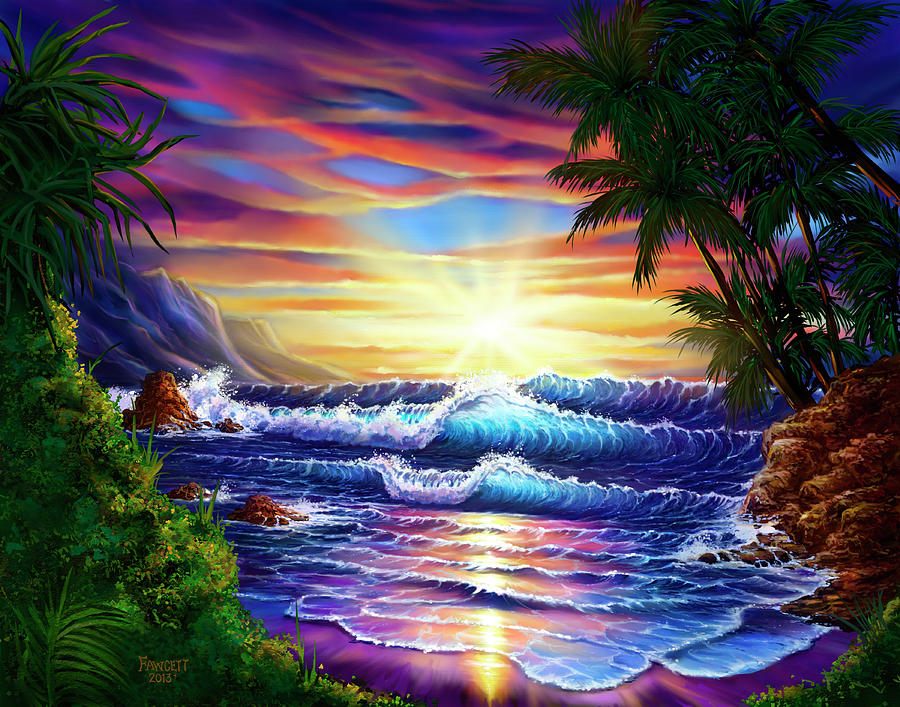 Beach Digital Art - Tropical Sunset by Randy Fawcett
