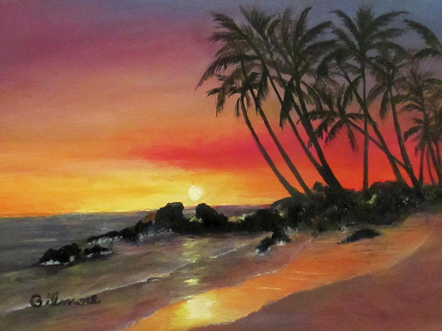 Tropical Sunset Painting by Roseann Gilmore