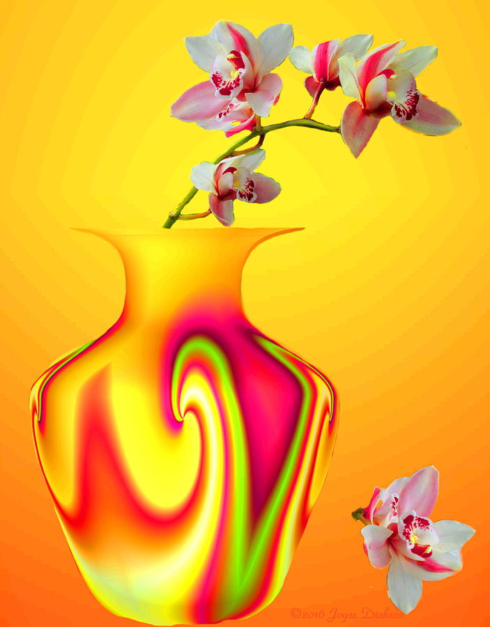 Tropical Vase And Orchids Photograph by Joyce Dickens