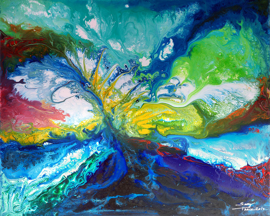Tropical Wave Painting by Sally Trace