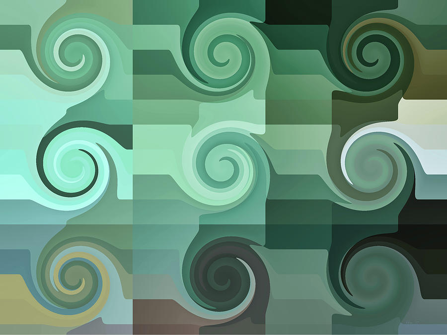 Tropical Wave Swirls Abstract Digital Art by Kathy K McClellan