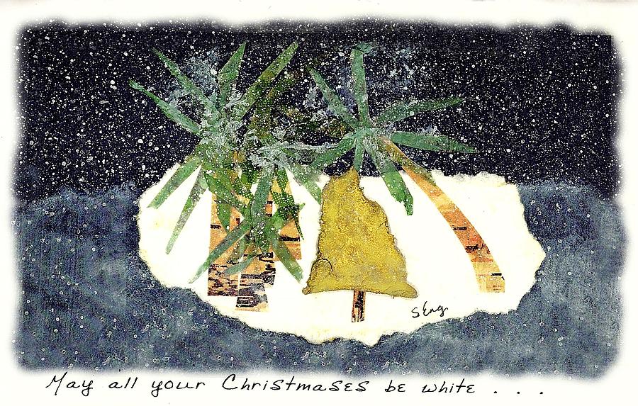 Tropical White Christmas Wishes Mixed Media