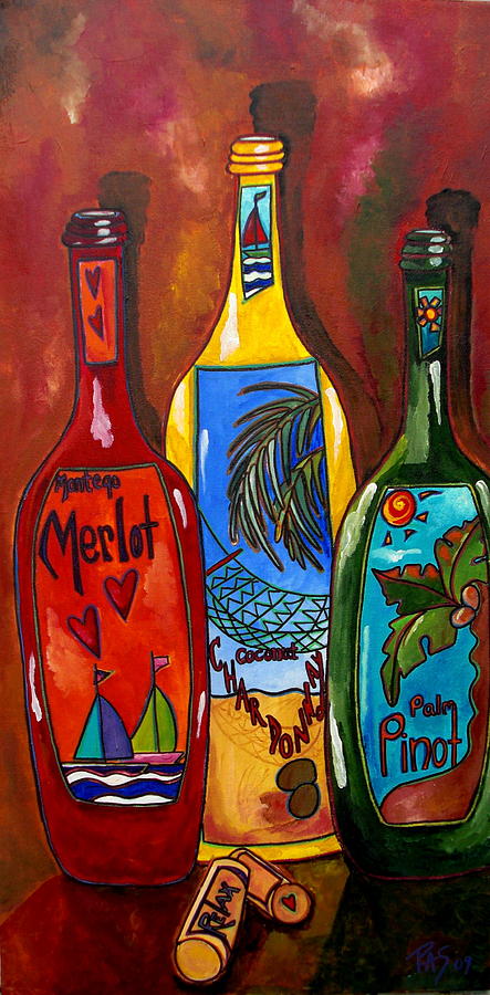 Tropical Wine Painting by Patti Schermerhorn