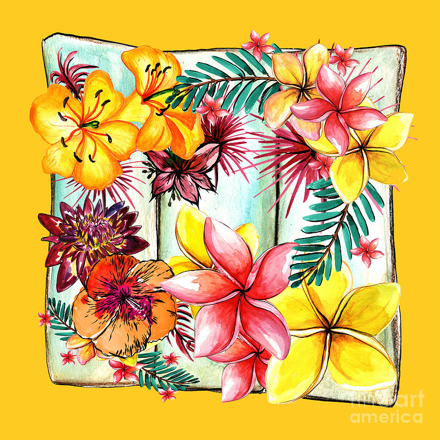 Flower Digital Art - Tropicana on Yellow by Kaye Menner by Kaye Menner