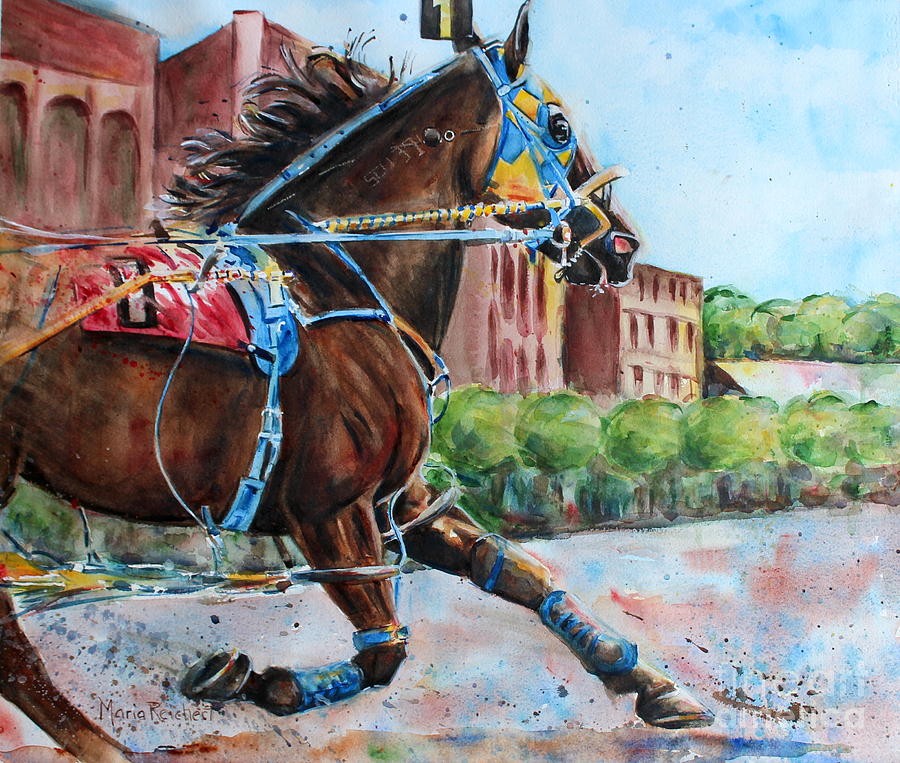 Horse Painting - trotter standardbred Horse at the Little Brown Jug by Maria Reichert