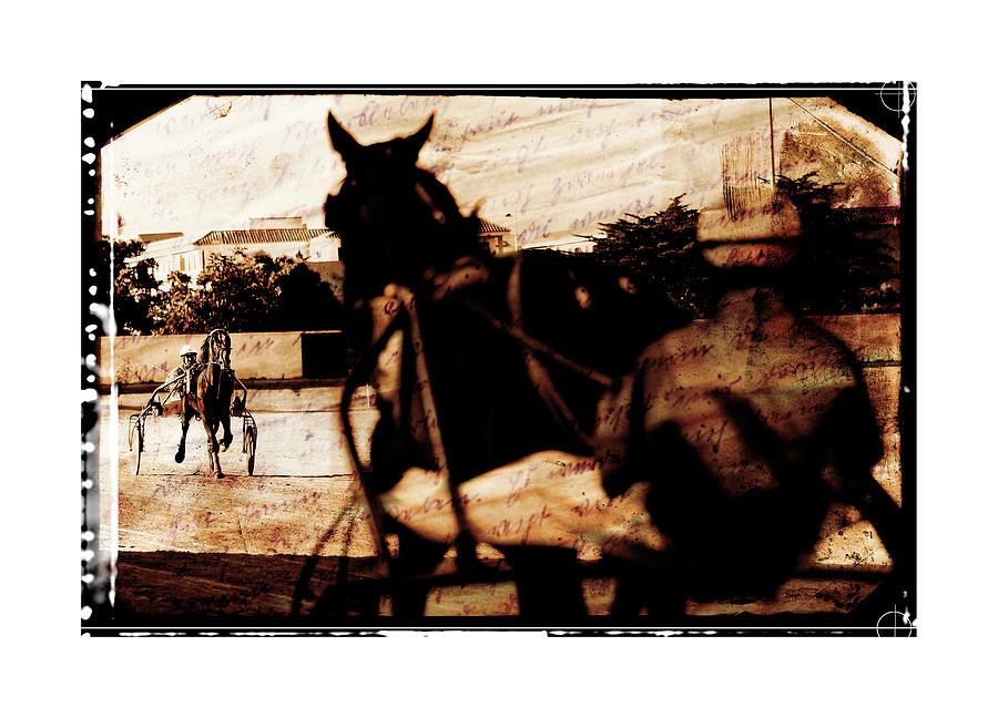 trotting 1 - Harness racing in a vintage post processing Photograph by Pedro Cardona Llambias