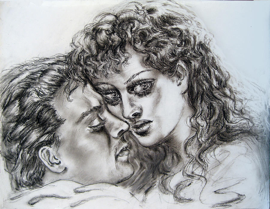 Black And White Drawing - Troubling Love by Yelena Rubin