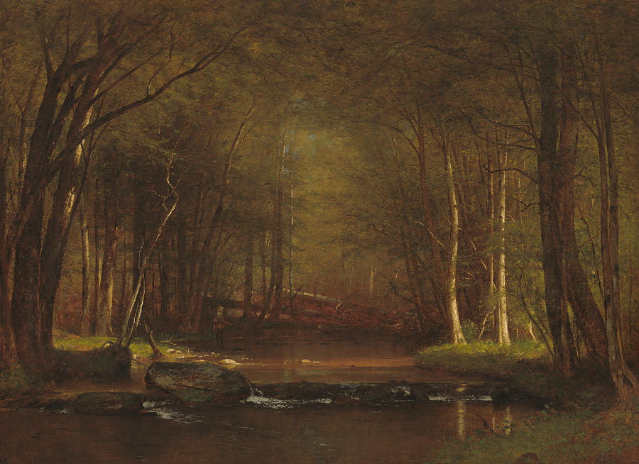 Tree Painting - Trout Brook in the Catskills by Worthington Whittredge