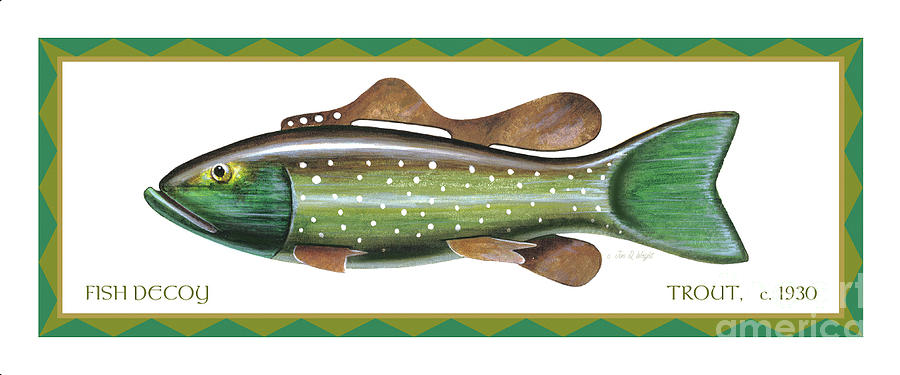 Trout Ice Fishing Decoy Painting by Jon Q Wright