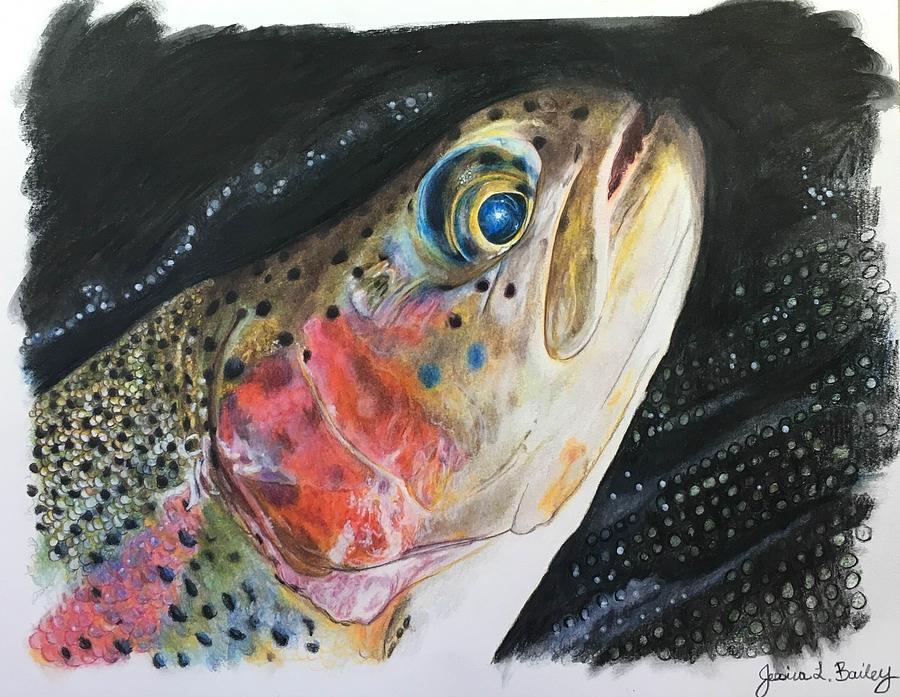 Trout Painting by Jessica Bailey - Fine Art America