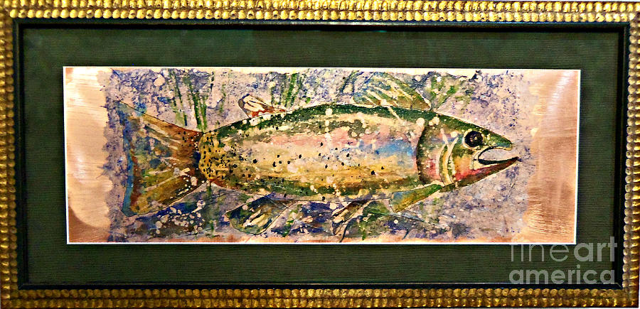 Trout mounted on copper Painting by Janet Cruickshank