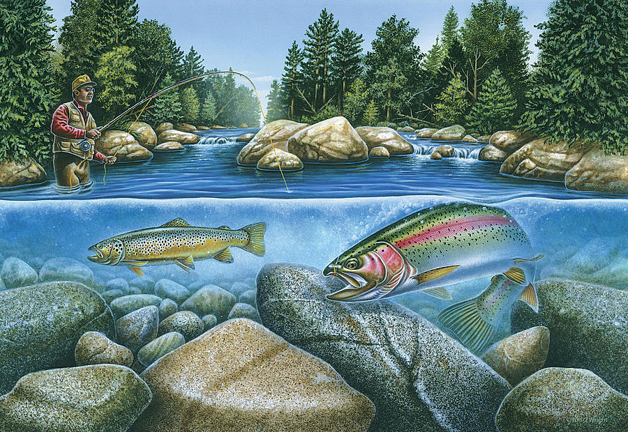 Jon Q Wright Painting - Trout View by JQ Licensing