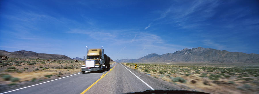 Transportation Photograph - Truck On A Highway Viewed by Panoramic Images