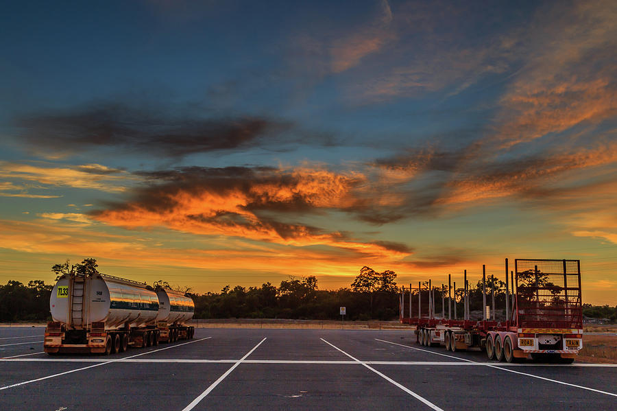 Trucking Sunrise Photograph by Robert Caddy