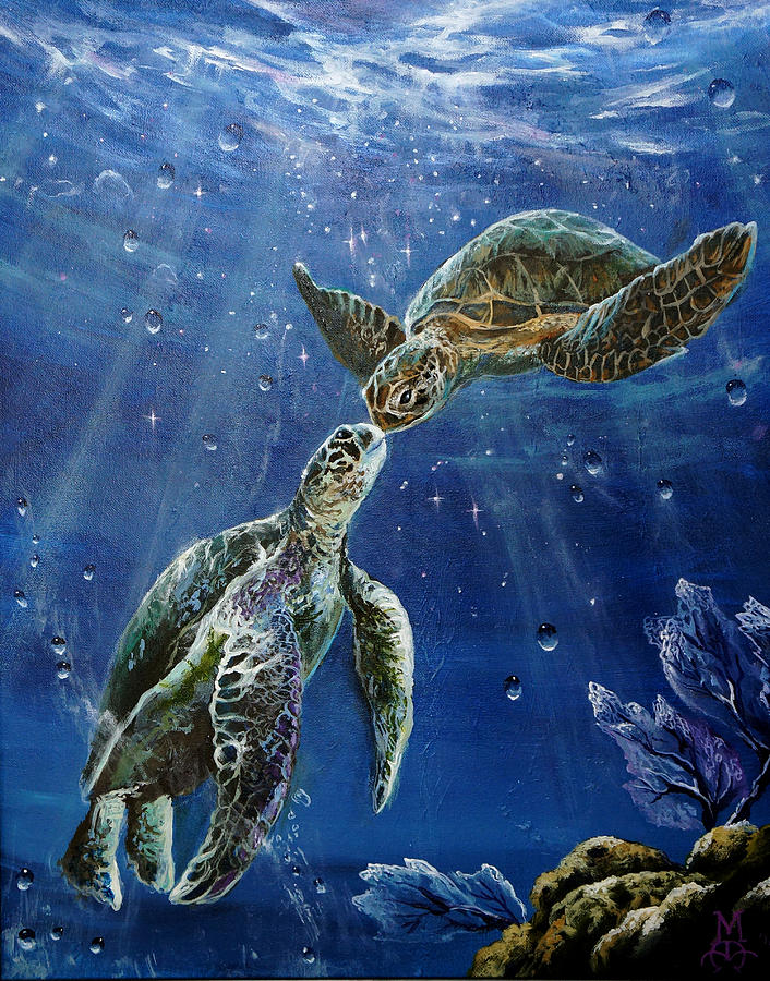 Honu Painting - True Loves Kiss by Marco Antonio Aguilar