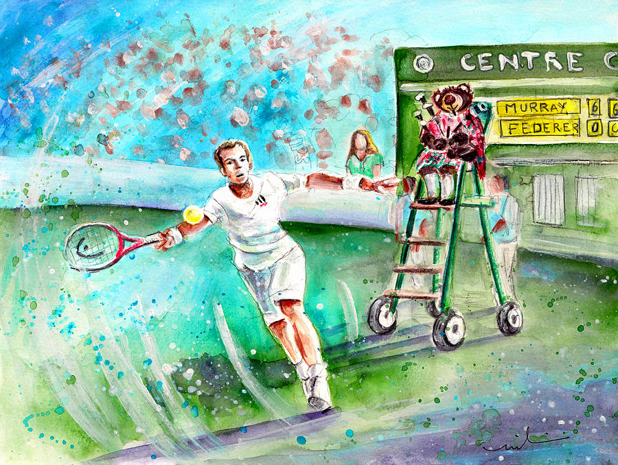 Truffle McFurry Playing the Bagpipes For Andy Murray At Wimbledon Painting by Miki De Goodaboom