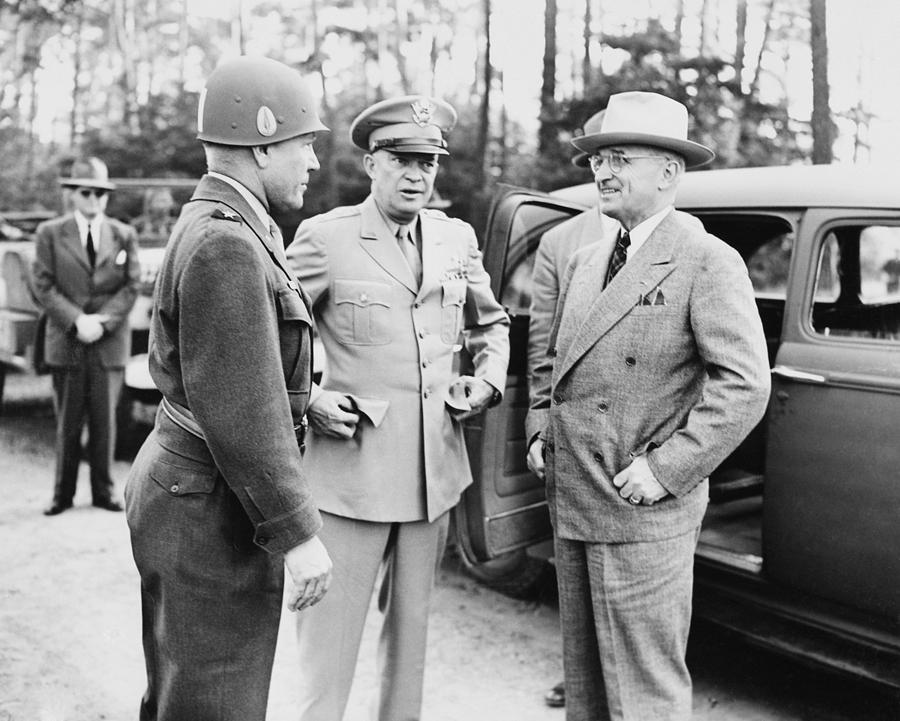 Harry Truman Photograph - Truman Eisenhower And Hickey  by War Is Hell Store