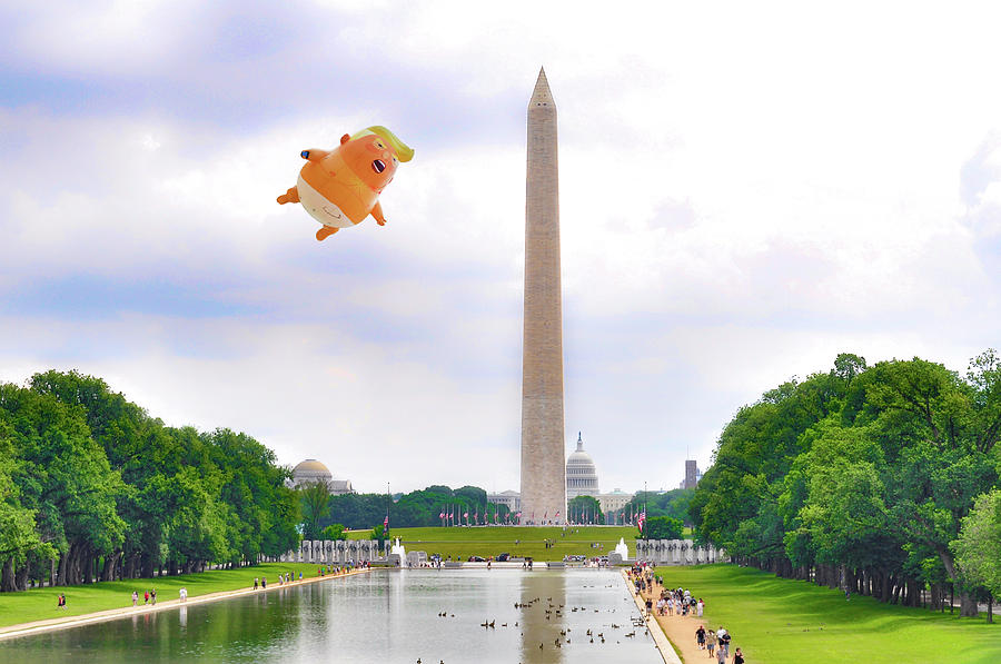Trump Baby Blimp over Washington - America is Already Great Photograph by Bill Cannon