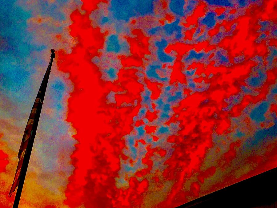 Trump Red Sunset meets American Flag Digital Art by Michael Oceanofwisdom Bidwell
