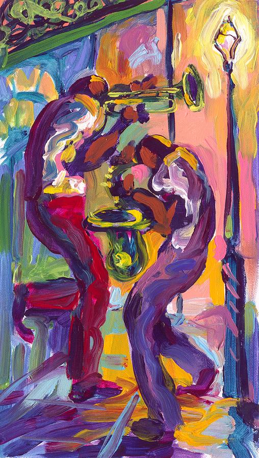 New Orleans Painting - Trumpet and Saxophone by Saundra Bolen Samuel