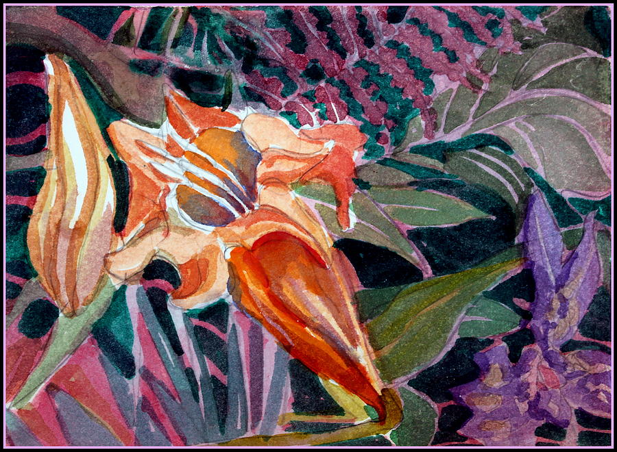 Trumpet Flower Painting by Mindy Newman