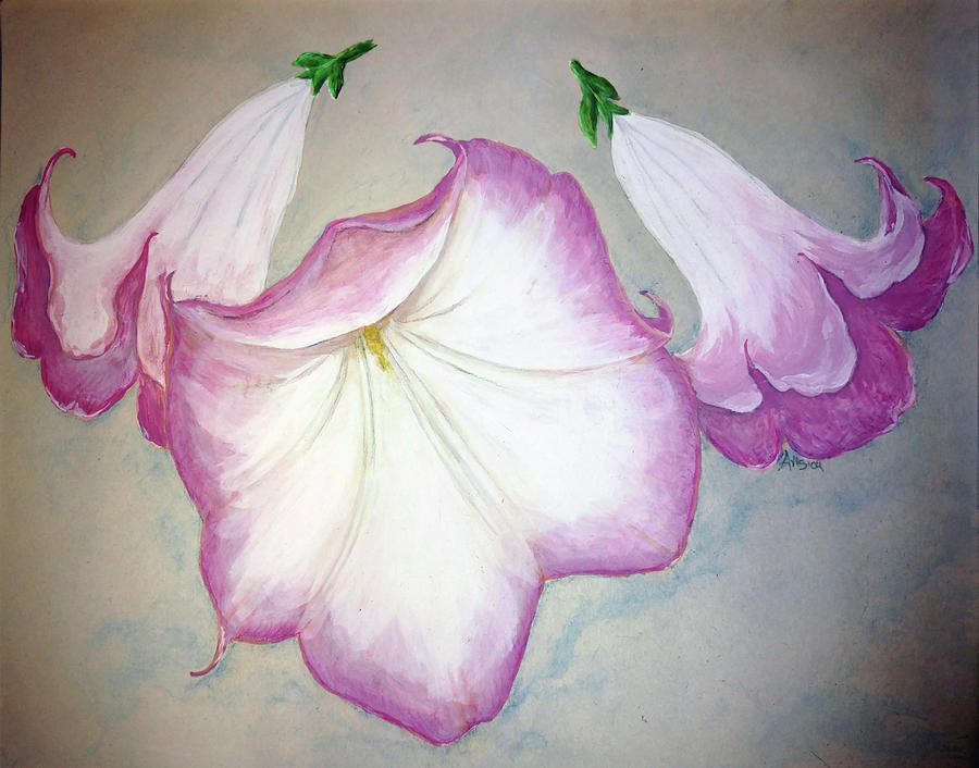 Flower Painting - Trumpet Lilies by Abby Reid