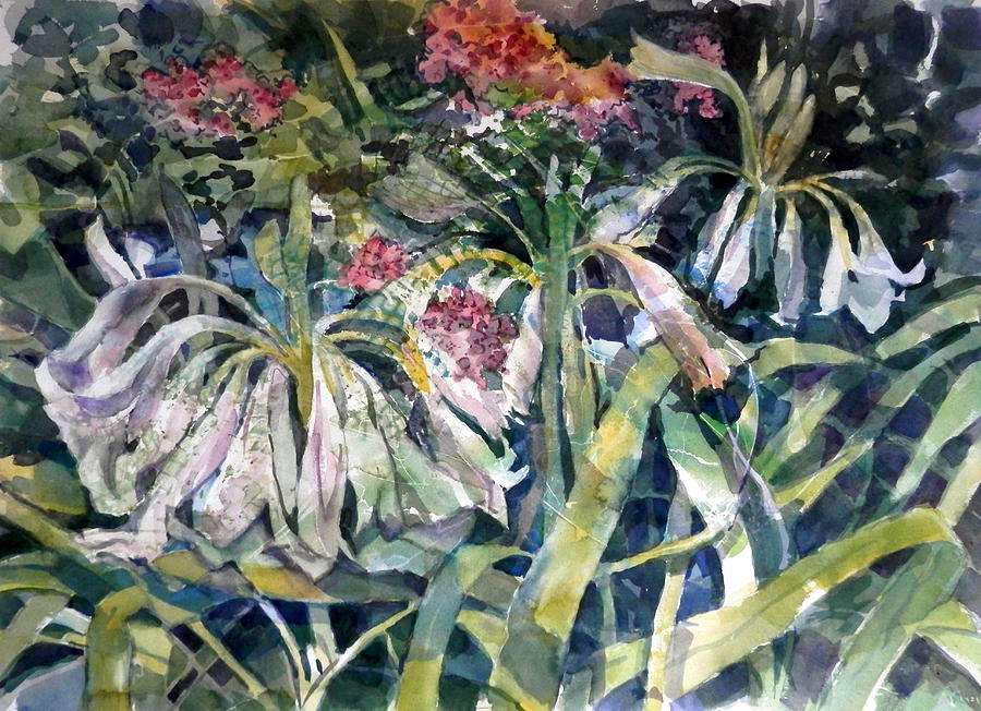 Trumpet Lilies Painting by Martha Tisdale