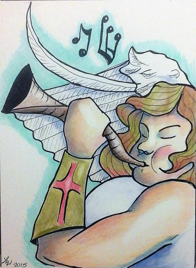 Trumpeter Drawing by Loretta Nash