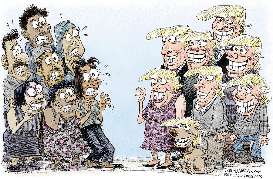 Donald Trump Drawing - Trumpettes Horror by Daryl Cagle