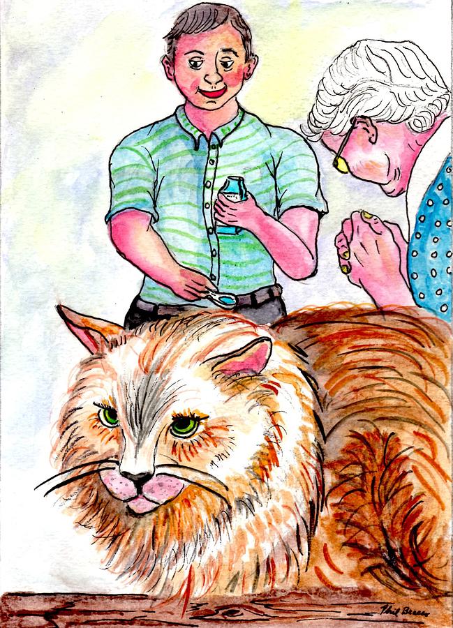 Trying to Give Grandmas Cat Her Medicine Mixed Media by Philip And Robbie Bracco