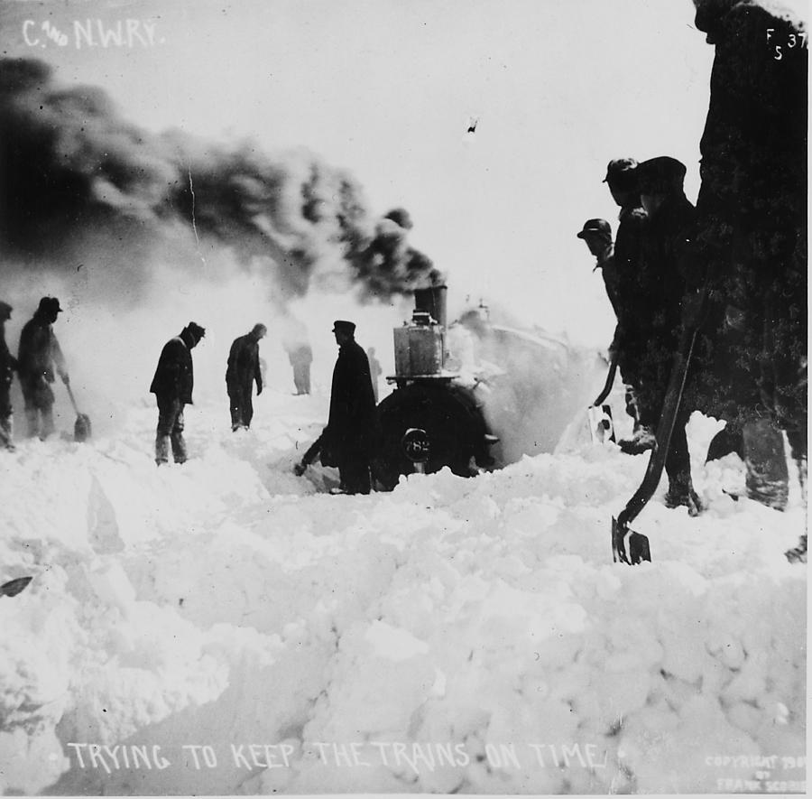 Trying to Keep Trains on Time In Winter - 1909 Photograph by Chicago and North Western Historical Society