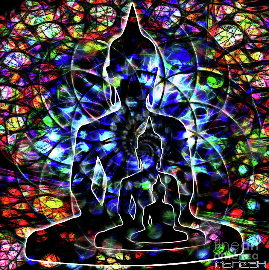 Tryptych Buddha Digital Art