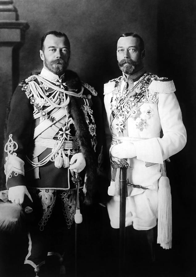 Tsar Nicholas II and King George V - Royal Cousins - 1913 Photograph by War Is Hell Store